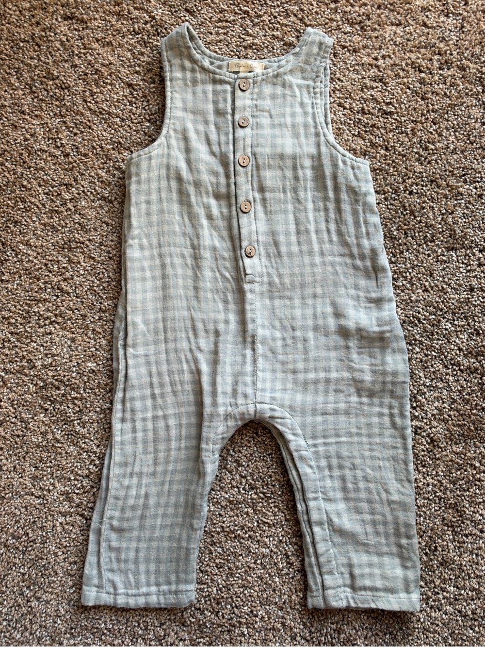 RYLEE & CRU Button Jumpsuit in Green Gingham